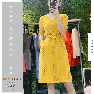 VÁY CHẤM BI vàng xanh trắng