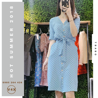 VÁY CHẤM BI vàng xanh trắng