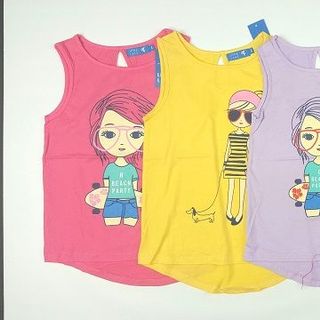 Áo ba lỗ Vạt đuôi áo sau Bé gái Sz 6 - 11 tuổi