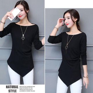 Áo cổ thuyền vạt nhọn