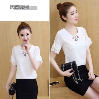 áo tay bèo đính hoa