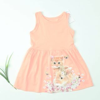 Váy Ba lỗ Bé Gái họa tiết Mèo Thỏ Sz 2-8 tuổi