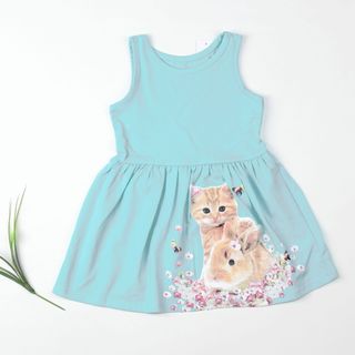 Váy Ba lỗ Bé Gái họa tiết Mèo Thỏ Sz 2-8 tuổi