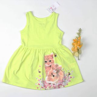 Váy Ba lỗ Bé Gái họa tiết Mèo Thỏ Sz 2-8 tuổi