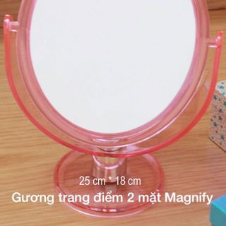 Gương trang điểm 2 mặt Magnify 1 mặt phóng to 1 mặt bình thường - 25cm/18cm giá sỉ