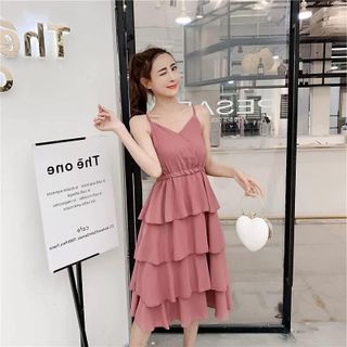 ĐẦM MAXI HAI DÂY BO EO 4 TẦNG SIÊU ĐẸP