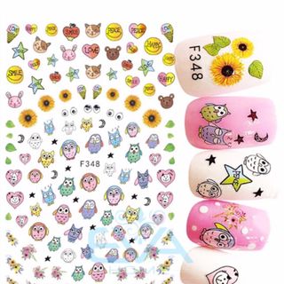 Miếng Dán Móng Tay 3D Nail Sticker Hoạt Hình Cú Mèo F348 giá sỉ