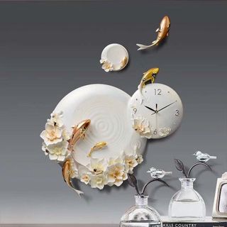 Đồng hồ treo tường trang trí cá vượt vũ môn