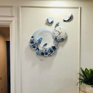 Đồng hồ treo tường trang trí cá vượt vũ môn