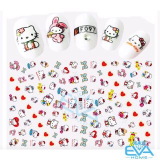 Miếng Dán Móng Tay 3D Nail Sticker Hoạt Hình Mèo Hồng Kity F097