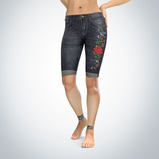 Quần Lửng Legging nữ giả jeans in