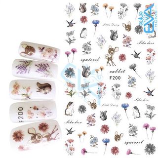 Miếng Dán Móng Tay 3D Nail Sticker Tráng Trí Hoạ Tiết Bông Hoa F200 giá sỉ