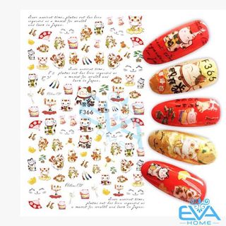 Miếng Dán Móng Tay 3d Nail Sticker Hình Mèo Thần Tài F366 giá sỉ