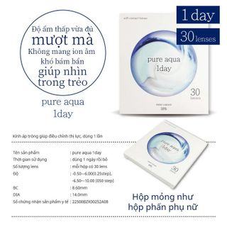 Kính áp tròng không màu Nhật dùng 1 ngày - Zeru Pure Aqua One Day - Hộp 30 lens