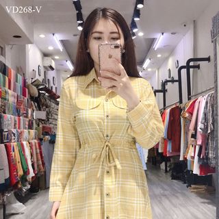 ĐẦM CÔNG SỞ CỔ SƠ MI RÚT EO