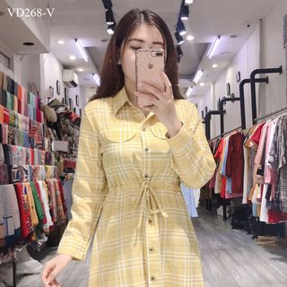ĐẦM CÔNG SỞ CỔ SƠ MI RÚT EO