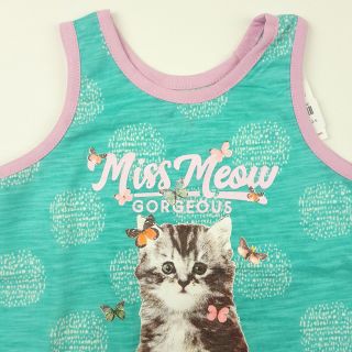 Bộ ba lỗ bé gái in hình mèo Sz 2 đến 6 tuổi