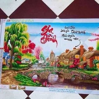 Tranh đính đá thêu thành phẩm Chua có khung