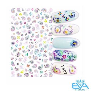 Miếng Dán Móng Tay 3D Nail Sticker Tráng Trí Hoa Văn Hoạ Tiết Thổ Cẩm F407 giá sỉ