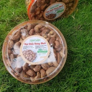 HẠT ĐIỀU RANG MUỐI VỎ LUA SAM SAM hộp 500 gram