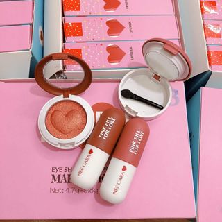 Set Son Kèm Phấn Mắt 2in1 NEE CARA Pink Pill For Love