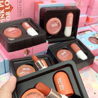 Set Son Kèm Phấn Mắt 2in1 NEE CARA Pink Pill For Love