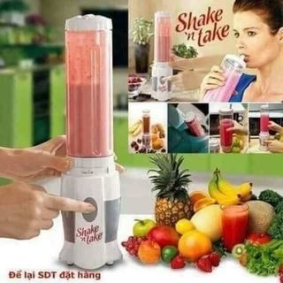 Máy xay Shake take 2 cối kèm ống hút Xay xong làm cốc uống luôn giá sỉ