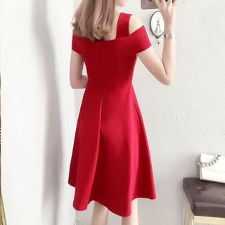Đầm xòe dáng dài rớt vai QC sỉ sll