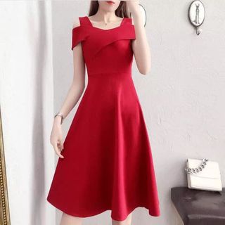 Đầm xòe dáng dài rớt vai QC sỉ sll