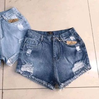 Quần short jean cào rách ngang