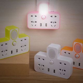 Ổ Cắm Điện Kiêm Đèn Ngủ 4 Chấu Cắm 2 Cổng USB