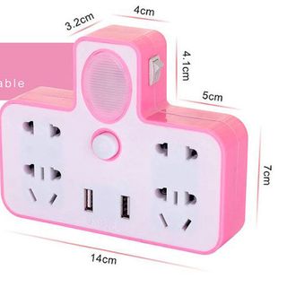 Ổ Cắm Điện Kiêm Đèn Ngủ 4 Chấu Cắm 2 Cổng USB