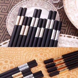 Bộ 10 đũa hợp kim đầu mạ vàng