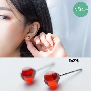 Khuyên tai bạc cute red ball zircon E6295