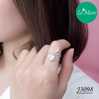 Nhẫn hồ ly đá trắng thân xoắn J3098-3