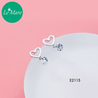 Khuyên tai Tim rỗng thả đá E2113