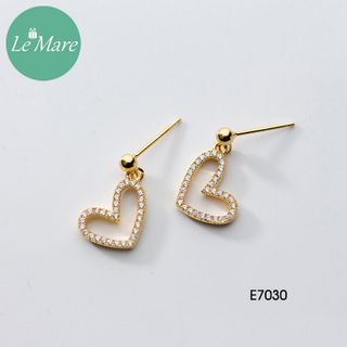 Khuyên Tai Tim Rỗng Đính Đá E7030