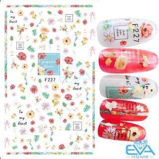 Miếng Dán Móng Tay 3D Nail Sticker Tráng Trí Hoạ Tiết Bông Hoa F227 giá sỉ