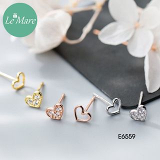 Khuyên tai tim rỗng đính đá E6559