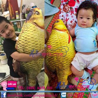 Gối Ôm 3D Cá Chép Cho Bé Các Loại Size Trung