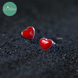 Khuyên tai bạc Little red heart E5870