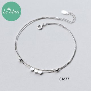 Lắc chân ba trái tim bạc S1677