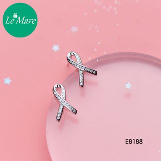 Khuyên tai ruy băng đính đá E8188
