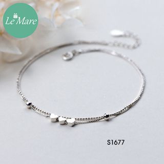 Lắc chân ba trái tim bạc S1677