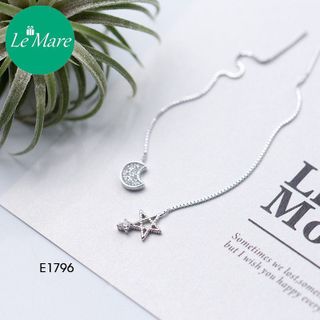 Khuyên tai trăng sao rỗng đính đá E1796