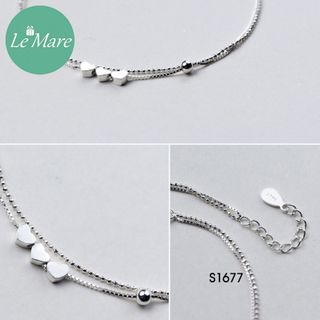 Lắc chân ba trái tim bạc S1677