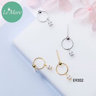 Khuyên mặt tròn thả đá E9352