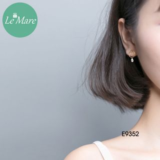 Khuyên mặt tròn thả đá E9352