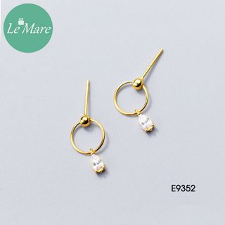 Khuyên mặt tròn thả đá E9352