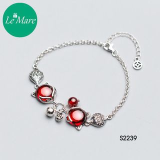 Lắc 2 mặt hồ ly đá màu S2239